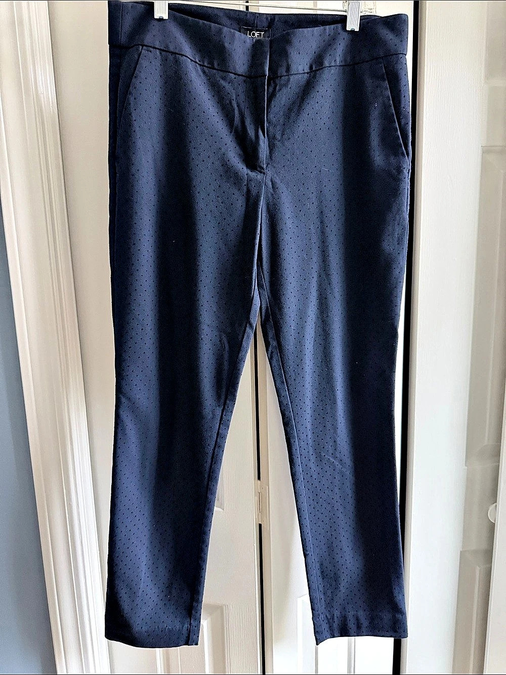 LOFT Marisa Skinny Pants Perforated Blue Size 6